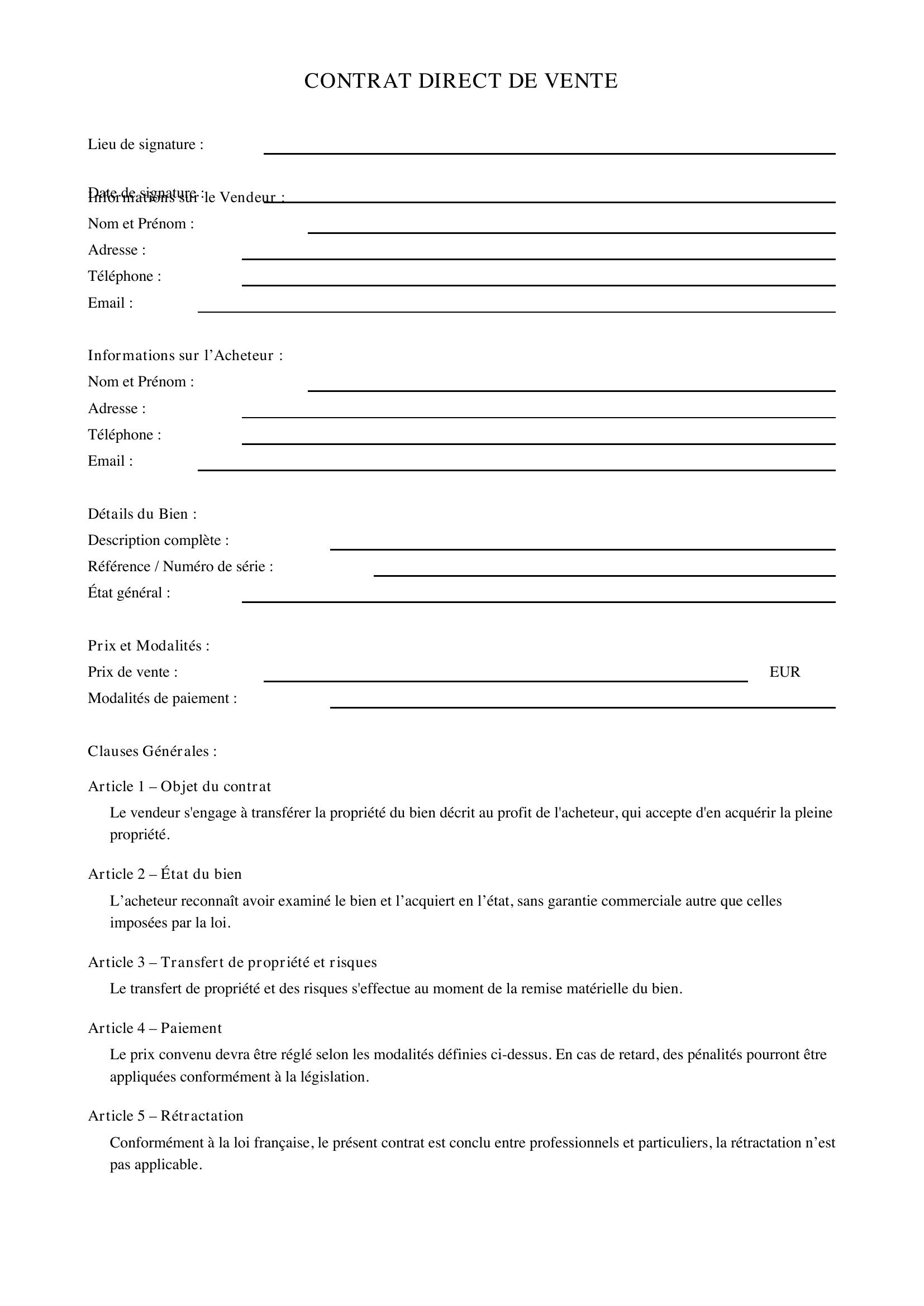 Contrat Direct
