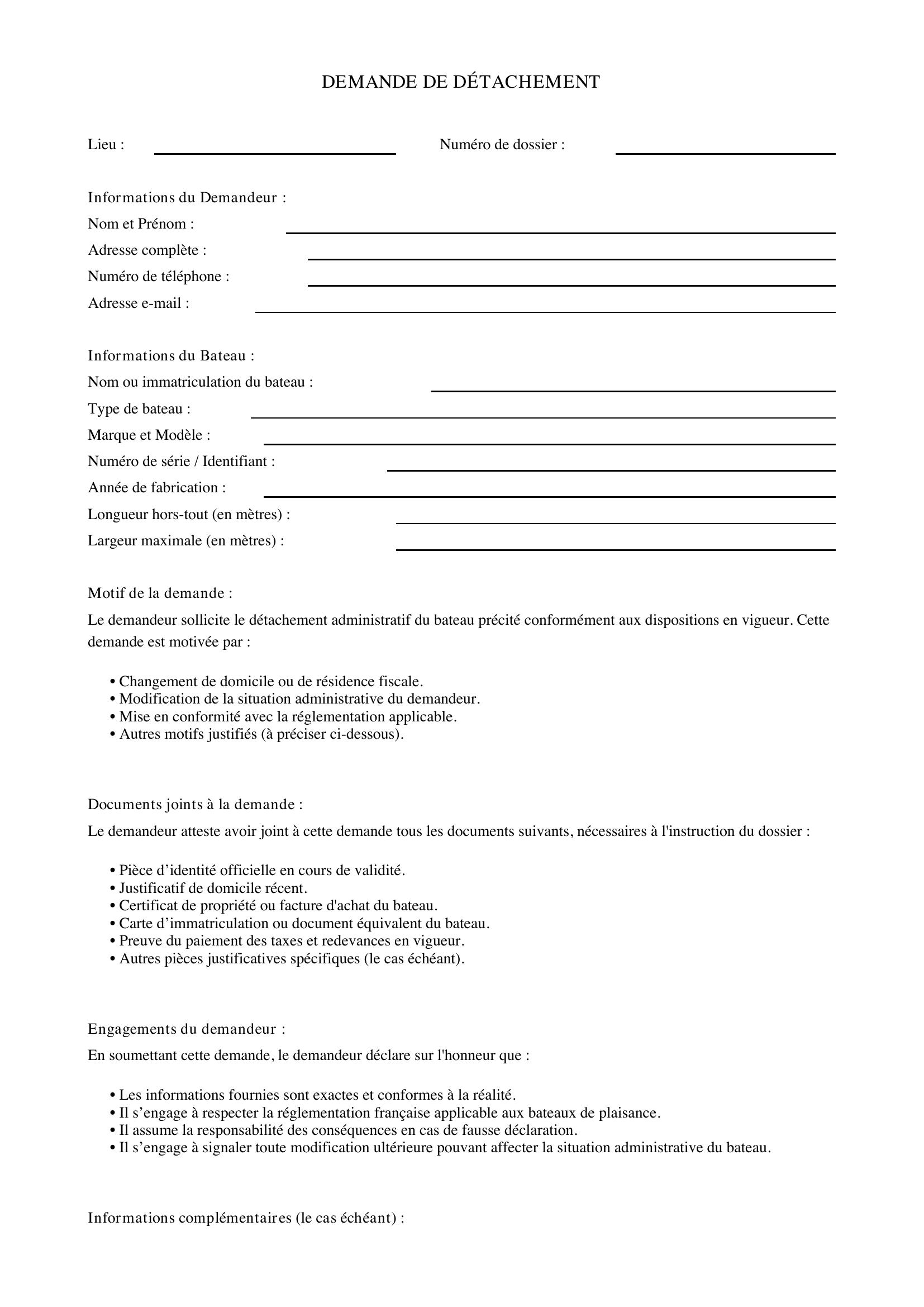 Demande De Détachement