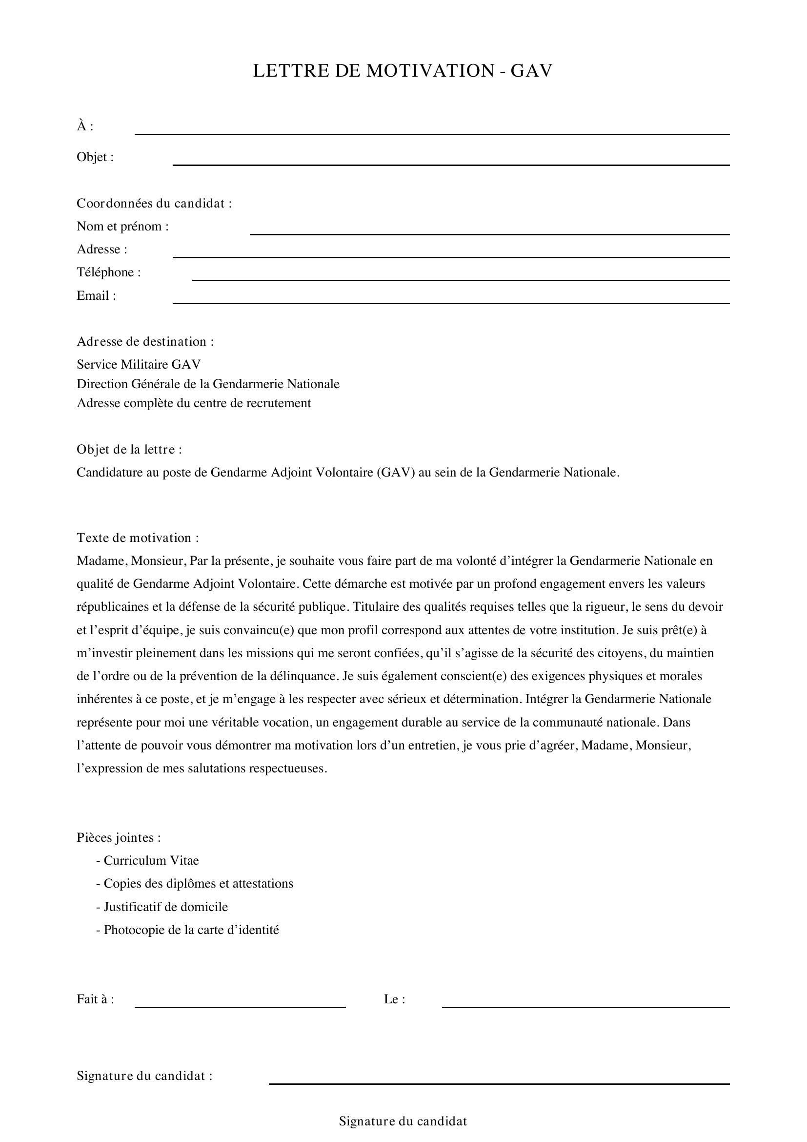 Lettre De Motivation Gav